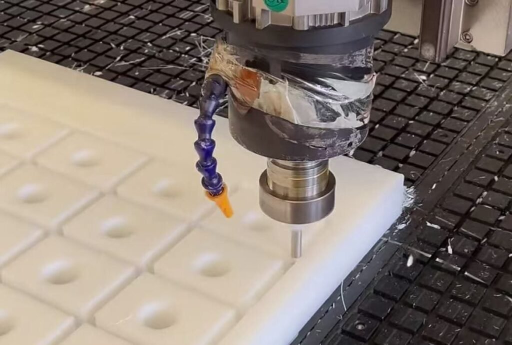 CNC machining of white plastic parts