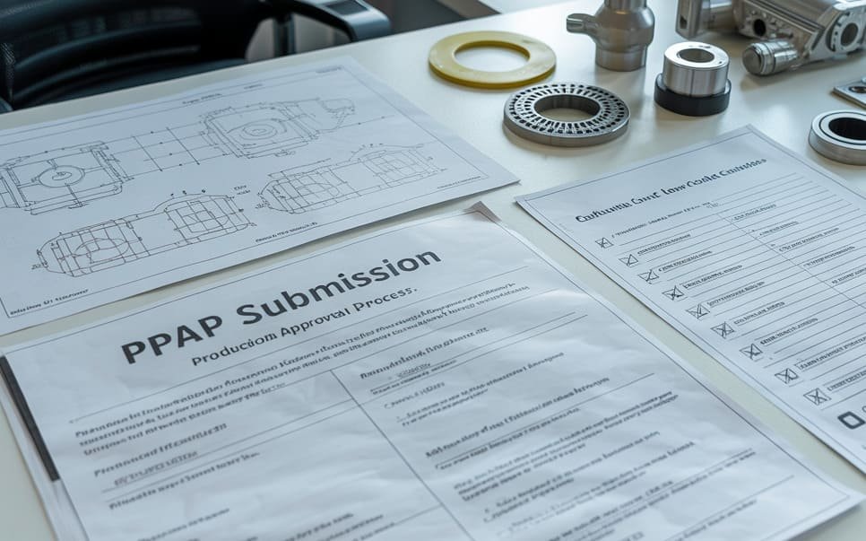 PPAP documentation with quality control checklist and manufacturing parts